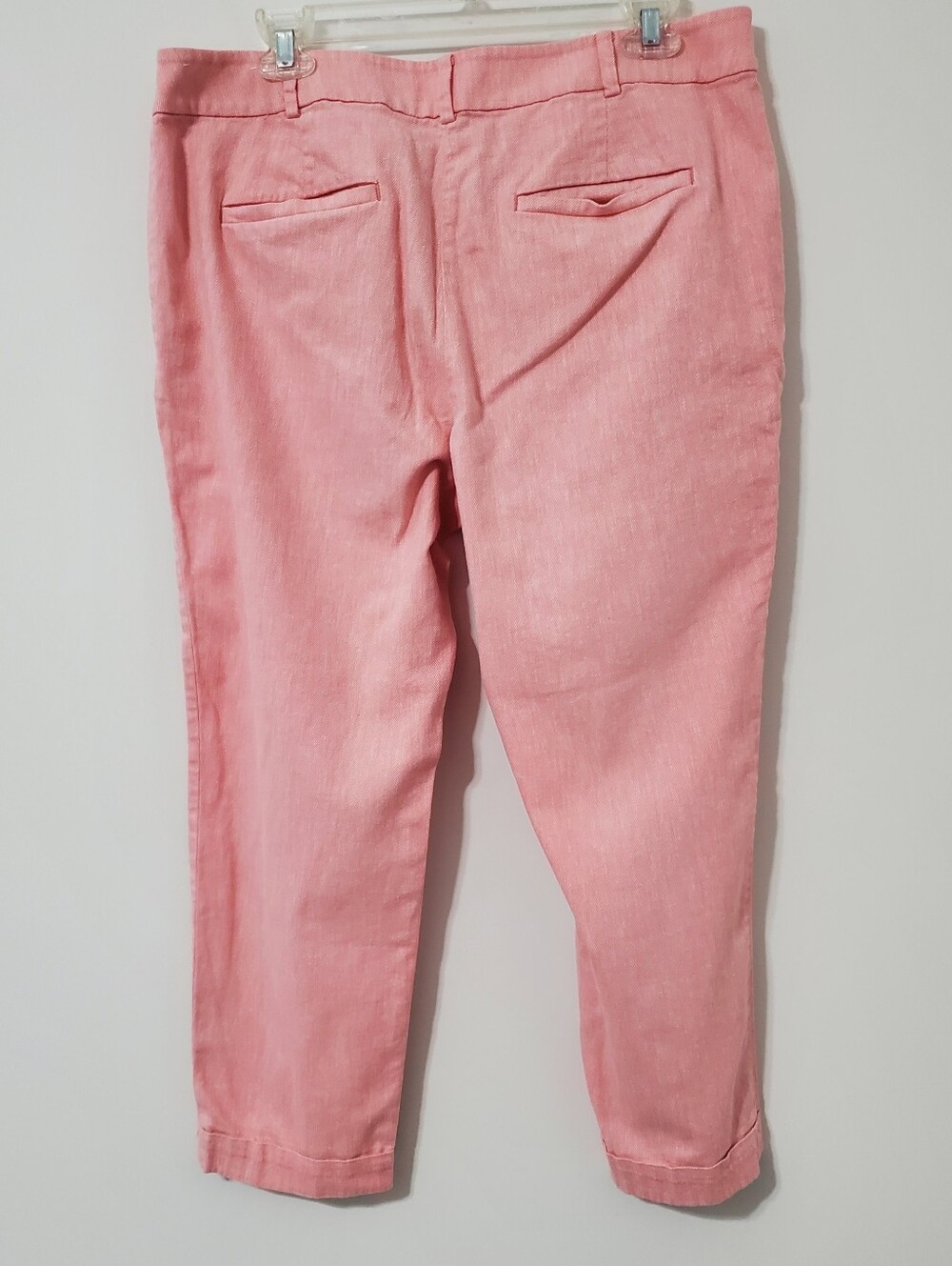LOFT Paperbag Tie Waist Cropped Pants in Light Blue and Dusty Pink - Picture 8 of 13